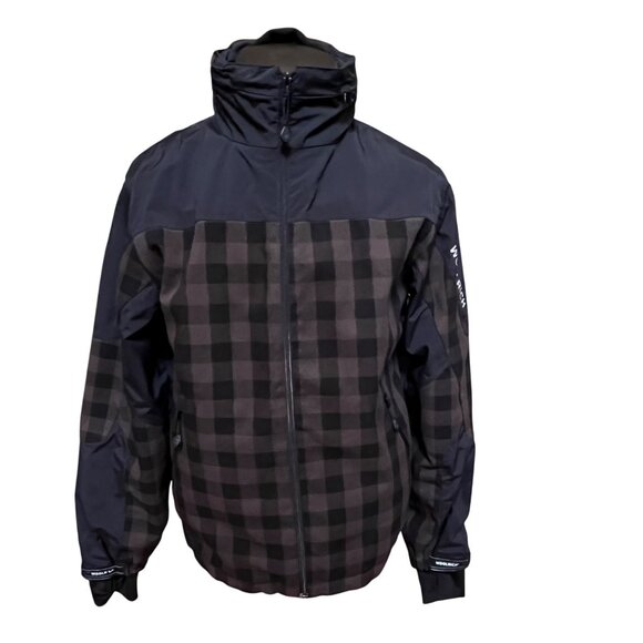Woolrich Mens Black Brown Buffalo Plaid Jacket Coat Packable Hood Lightweight M - Picture 11 of 16